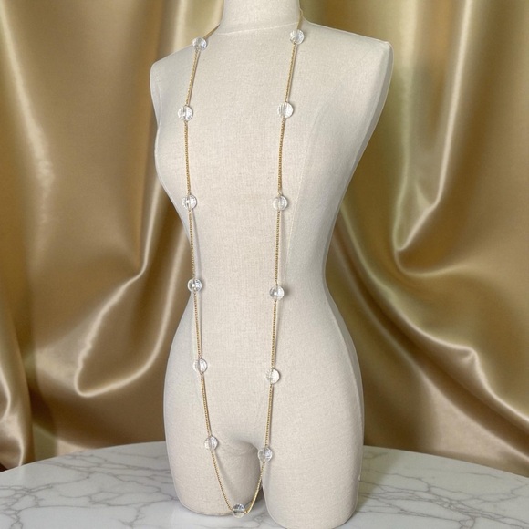 Vintage Kenneth Jay Lane Pools of Light Goldtone Necklace - Picture 4 of 10